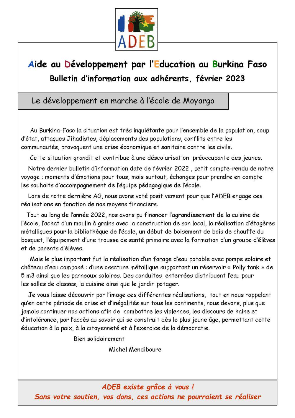 Bulletin ADEB n° 19 février 2023 - Page 1